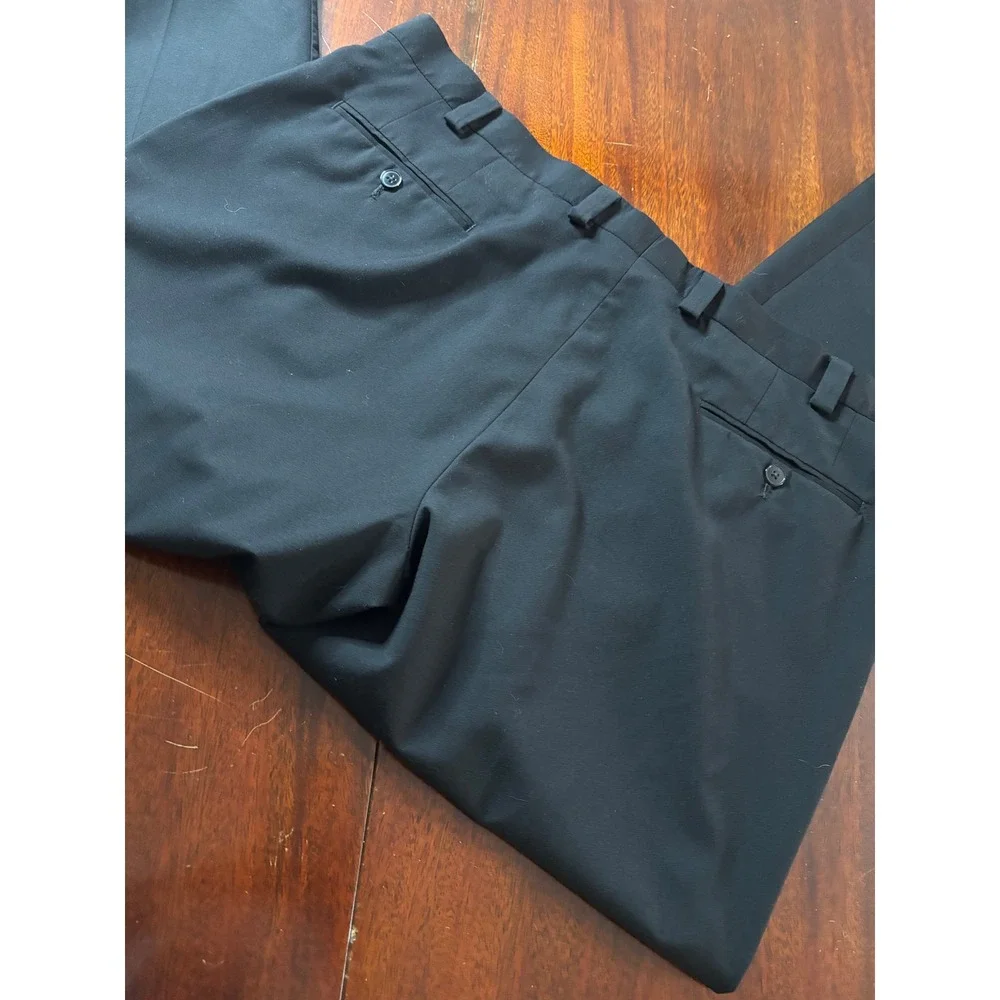 Calvin Klein Mens Dress Pants 40 x 30 Black Flat Front Trousers Business Formal